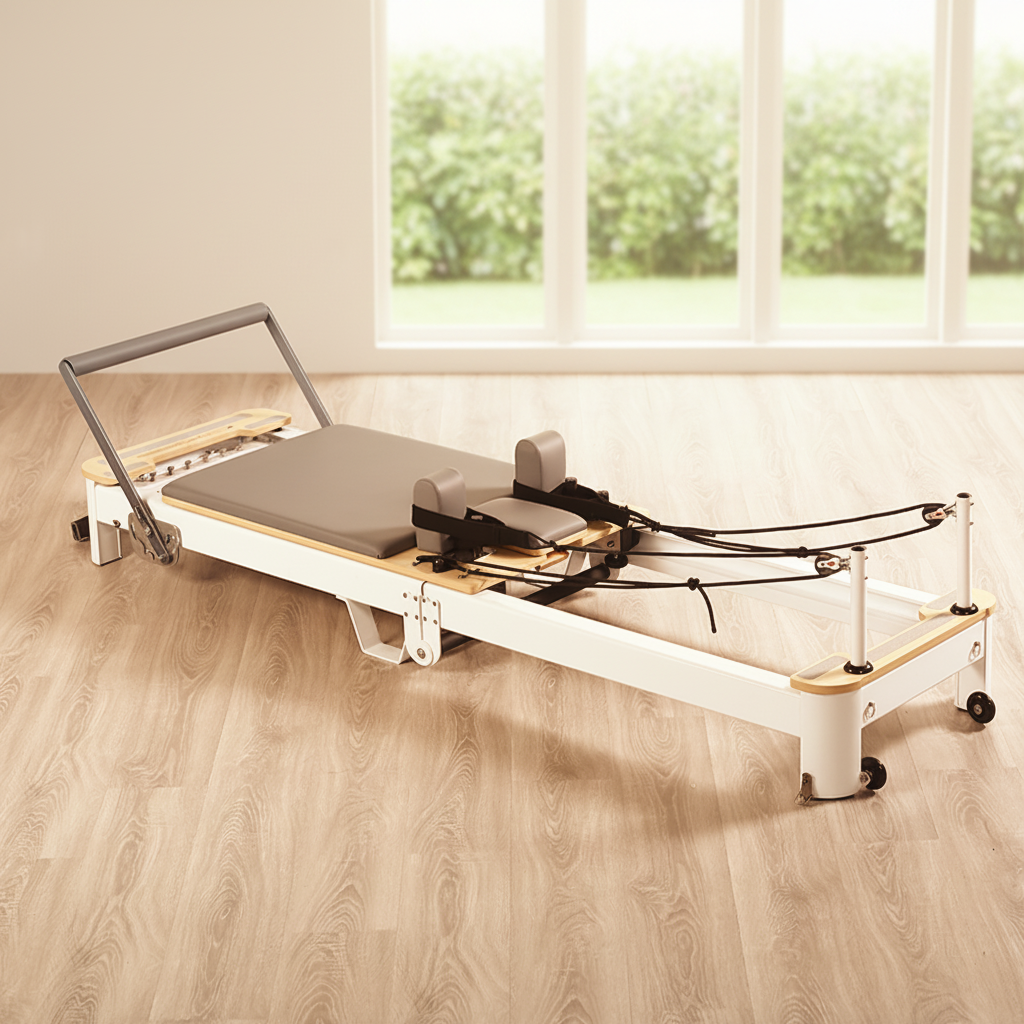 Pilates & Yoga With Katja Youtube - Premium Foldable Aluminum Pilates Reformer, Space-Saving
