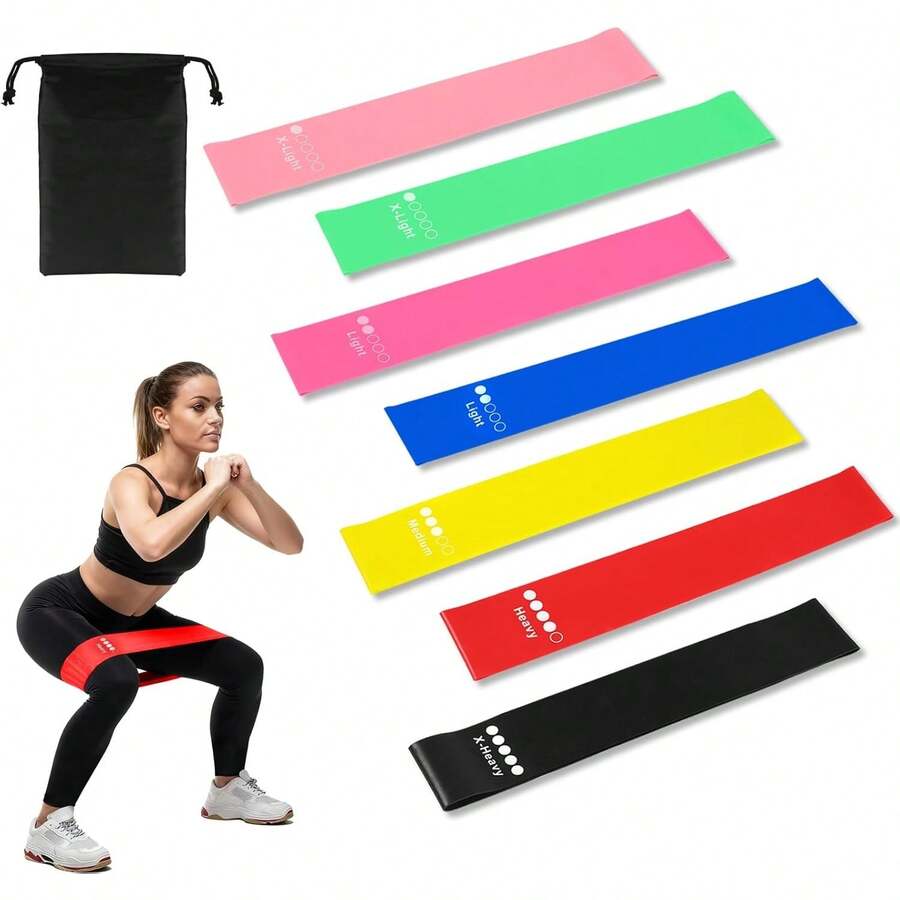 Pilates And Yoga Difference - 7 Pack Elastic Resistance Bands Set,