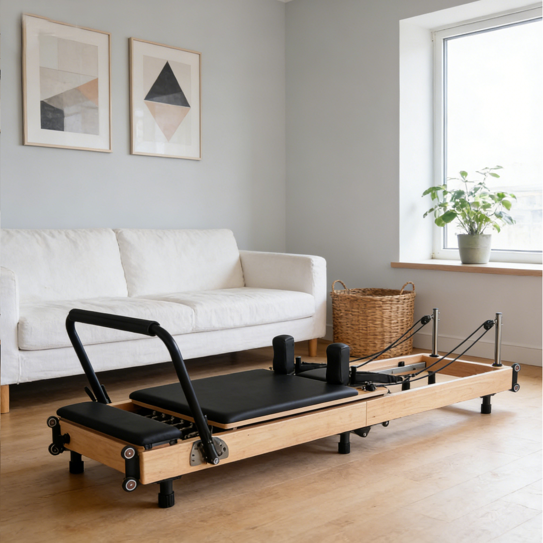 Pilates & Yoga With Katja Youtube - Space-Saving Foldable Oak Pilates Reformer with